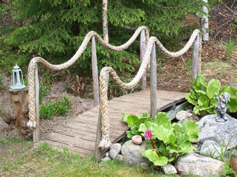 Rope deck railings are suitable for areas where the view of the surrounding landscape would be obstructed by other types of railings. Rope railing and bridge | Rope railing, Garden bridge ...