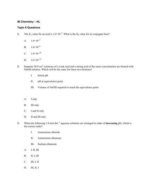 Ib Chemistry Questions And Answers