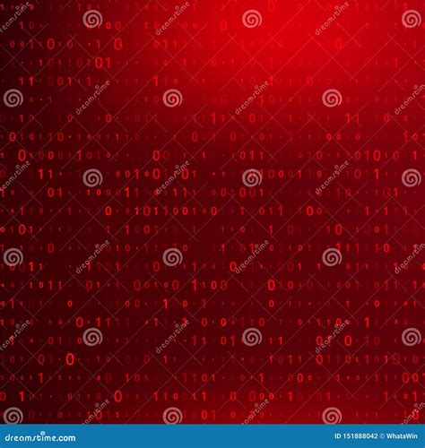 Digital Binary Code On Dark Red Bg Data Breach Stock Vector