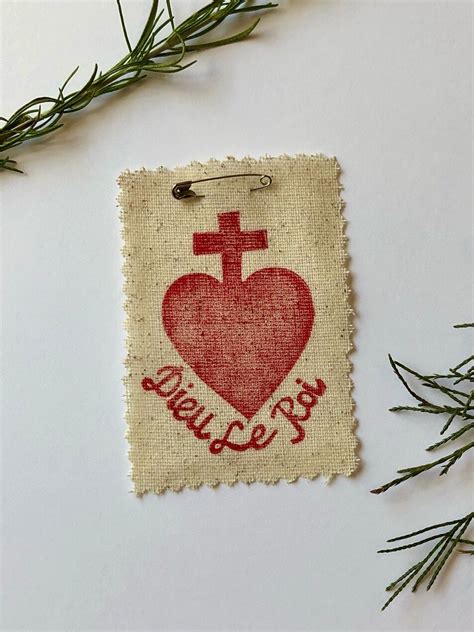Dieu Le Roi Sacred Heart Vendée Style Badge Linocut Print Etsy