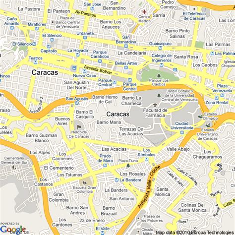 Map Of Caracas Venezuela Hotels Accommodation