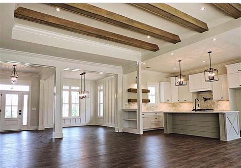 Open Floor Plan Ranch Style Homes Antique Hand Hewn Beams Before And