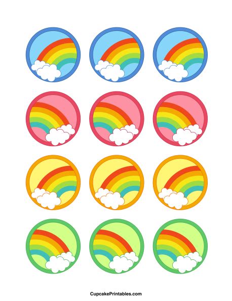 Printable Rainbow Cupcake Toppers Unicorn Birthday Unicorn Birthday