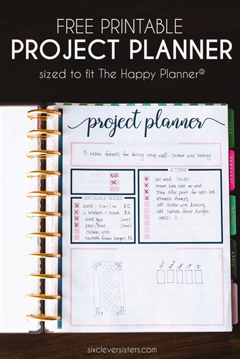 Project Planner Free Printable For Your Planner Six Clever Sisters