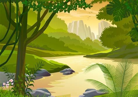 Free Vector Forest Landscape Illustration 02 Titanui