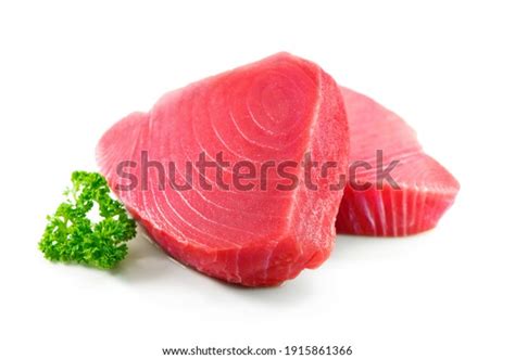 Fresh Tuna Fish Fillet Steaks Garnished Stock Photo 1915861366