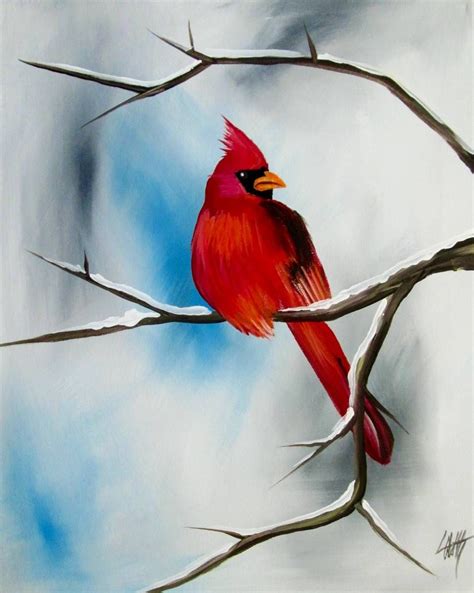 Cardinal Acrylic Painting Inspiration Acrylic Painting Lessons