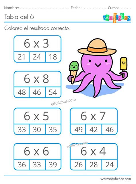 Ejercicios De La Tabla Del 6 Tablas De Multiplicar Tablas De