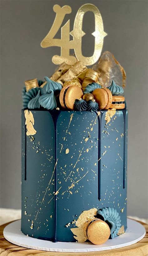 43 Cute Cake Decorating For Your Next Celebration Blue And Gold 40th Birthday Cake