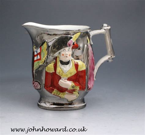 lord wellington and general hill silver luster enamel decorated commemorative pitcher john howard