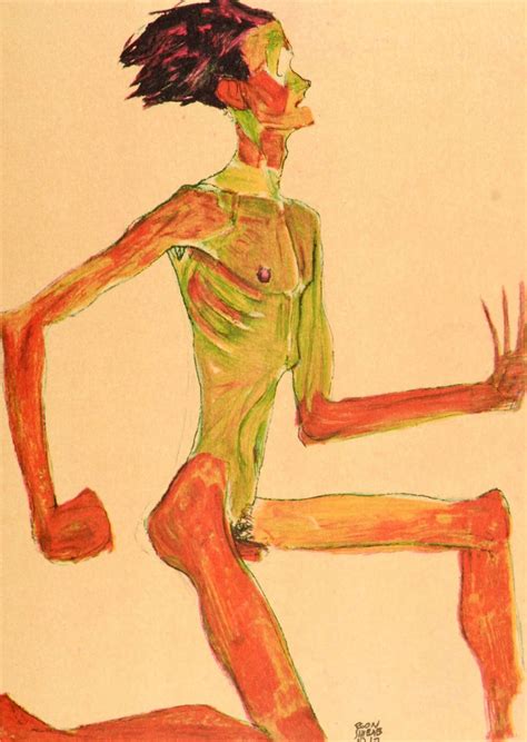 Egon Schiele Kneeling Nude Limited Edition Original Lithograph Rare