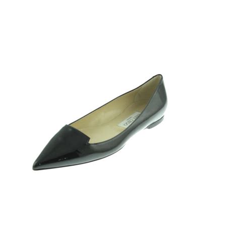 Jimmy Choo 6343 New Womens Black Patent Leather Pointy Toe Flats Shoes