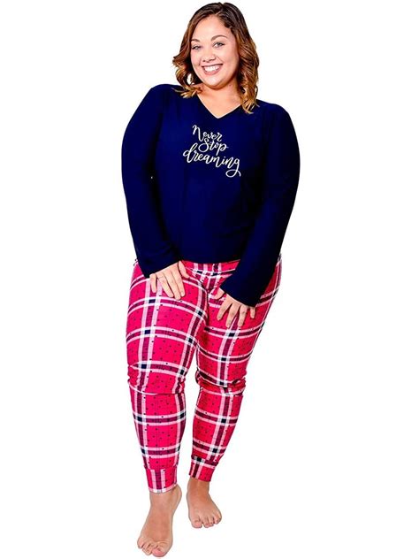 Body Touch Women Plus Size Pajamas Set 2 Piece Top And Bottom Super