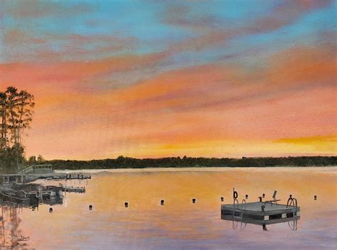 Lake Thurmond Sunset Painting By Wayne Lown Fine Art America