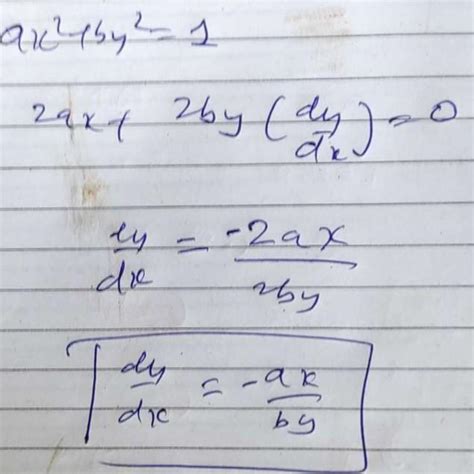 Show That Ax2by21 Is A Solution Of The Diff Equation X Yd2ydx2