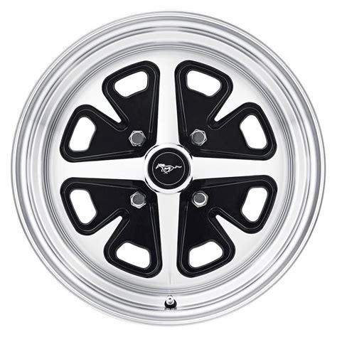 15 X 6 Magnum Alloy Wheel Gloss Black Set 4 With Mustang Caps And Nuts 4 Lug