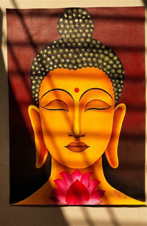 Peaceful Zen Buddha Painting Original Canvas Acrylic Painting Etsy