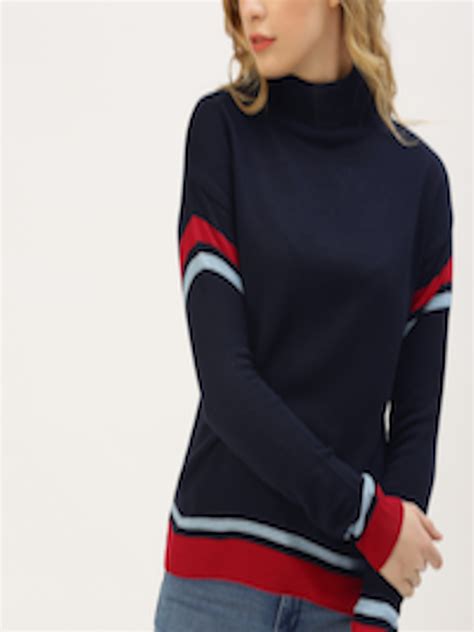 buy dressberry women navy blue solid sweater sweaters for women 9403223 myntra