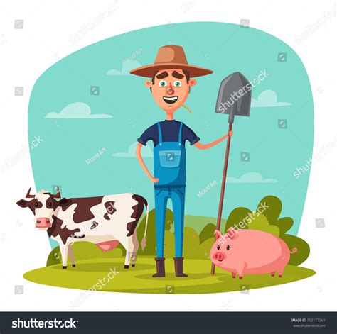 Funny Farmer Cartoon Vector Illustration Stock Vector Royalty Free