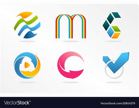 Abstract Logos Collection Colorful Unusual Vector Image