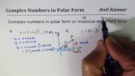 Write Complex Number Sq Rt I In Polar Modulus Argument Form YouTube