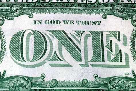 In God We Trust Motto S On The Reverse Of A Us Dollar Bill