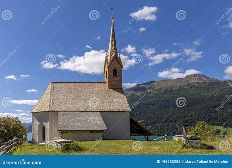 Church At Graun Im Vinschgau Or Curon Venosta A Town On Lake Reschen