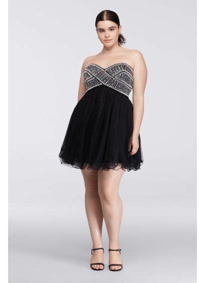 Short Plus Size Homecoming Dress With Beading Davids Bridal