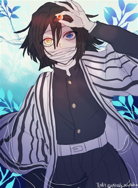 An Anime Character With Blue Eyes Wearing A Black And White Striped