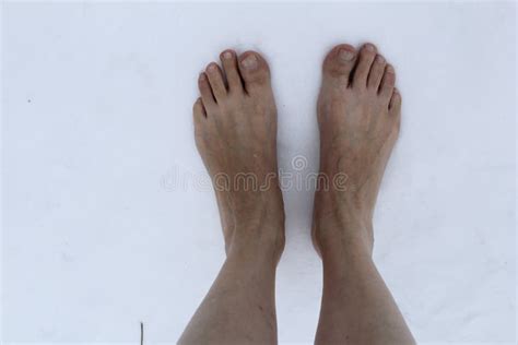 Bare Feet In The Snow In Winter Stock Photo Image Of Cold Foot