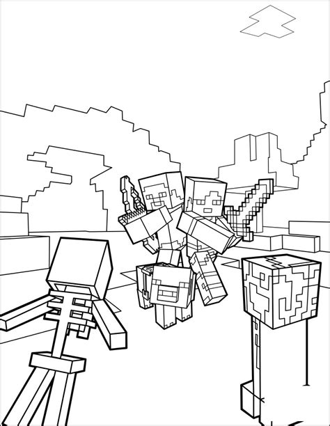 Minecraft style coloring page for kids. Minecraft Coloring Lesson | Kids Coloring Page - Coloring ...