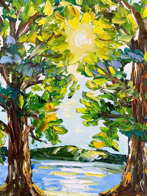 Oak Trees Painting Original Artwork Landscape Wall Art Etsy