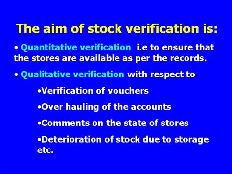 What Is Stock Verification Stock Verification Is The