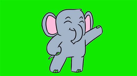Cute Baby Elephant Dancing Cartoon Character Animated Green Screen