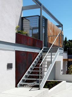 Metal stairs made out of steel is certainly not the most expensive option, but because of the many possibilities it offers in terms of style and finish, it is definitely versatile. houzz outdoor steel stairs - Google Search | Exterior stairs, Stairs design modern, Modern exterior