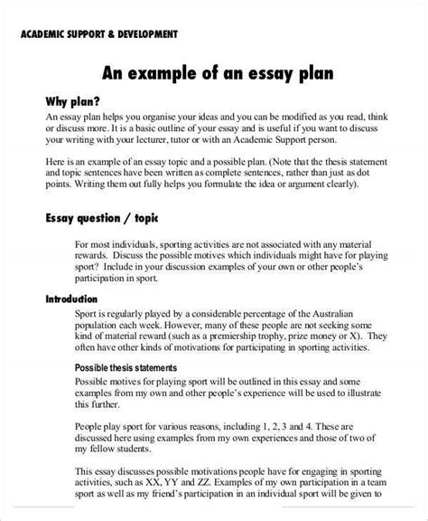8 Essay Plan Templates Free Sample Example Format Download Free