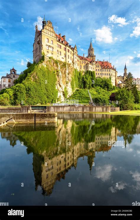 Sigmaringen Castle On Rock Top Over Danube River Schwarzwald Germany