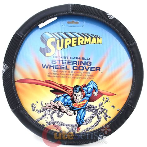 Marvel Superman Car Steering Wheel Cover Silver Shield Logo Ebay