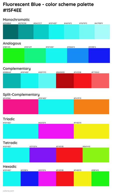 Fluorescent Blue Color Palettes