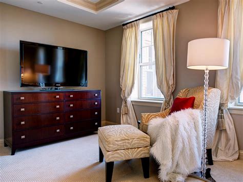 Neutral Transitional Bedroom Sitting Area With Flat Panel Tv Hgtv
