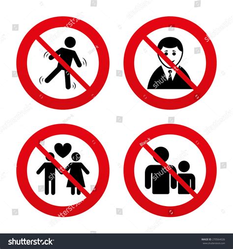 No Ban Or Stop Signs Businessman Person Icon Group Of People Symbol Man Love Woman Or Lovers