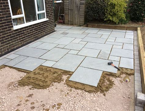 Grey Indian Stone Patio Installation In Horsham Paris Lawns And