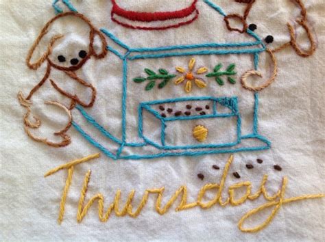 Items Similar To Set Of 7 Hand Embroidered Dish Towels For Every Day
