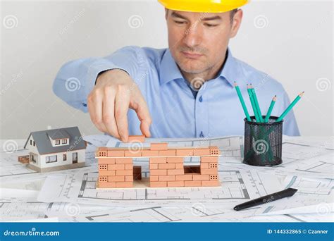 Architect Building Model House Construction With Brick Stock Image