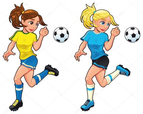 Las Jugadoras De Fútbol De Dibujos Animados Vector Y Caracteres