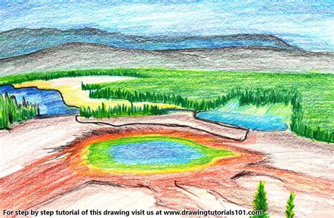 how to draw yellowstone national park parks step by step