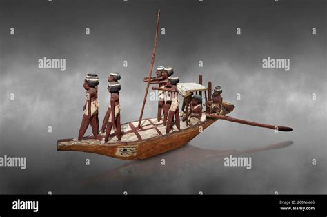 Ancient Egyptian Wooden Model Boat From Tomb Of Shemes Middle Kingdom