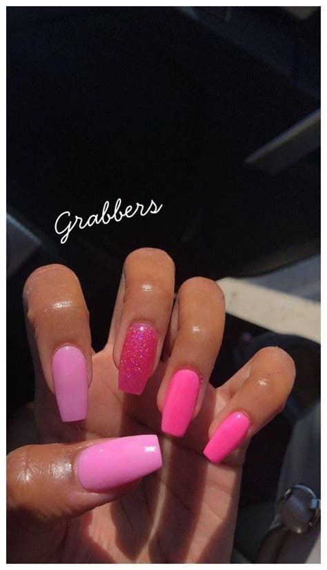 Acrylic Coffin Different Shades Of Pink Nails Gorgeous Nails Design