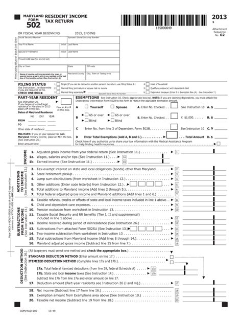 Md 502 2013 Fill Out Tax Template Online Us Legal Forms