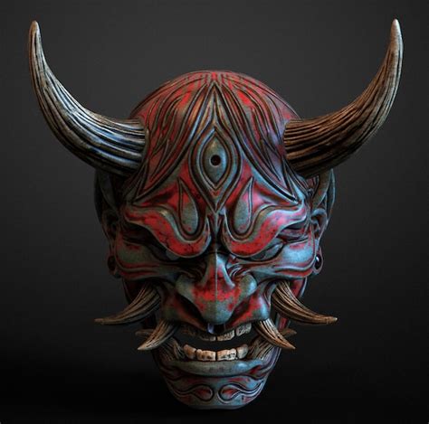 Analogique Buffet Tambour Japanese Demon Mask Explique Approbation Lis